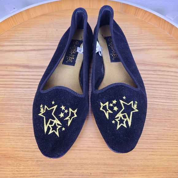 MARKED DOWN~~~Tinsel Toes Black Star Loafers-Smoking Slippers - Picture 2 of 6